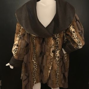 CHI BY FALCHI Reversible Faux Fur Swing Coat